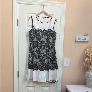 Elegant Black and White Lace Dress